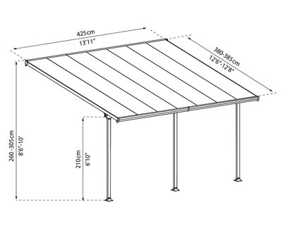 Patio Cover Feria 4M Deep 4X4.2 Clear - Polycarbonate - L425 x W385 x H305 - White - 5