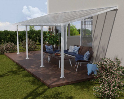Patio Cover Olympia 3X7.30 Clear - Polycarbonate - L739 x W300 x H305 - White - 3