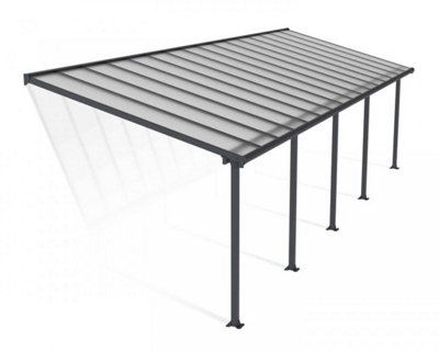 Patio Cover Olympia 3X9.71 Clear - Polycarbonate - L980 x W300 x H305 - Grey