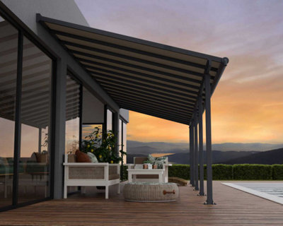 Patio Cover Olympia 3X9.71 Clear - Polycarbonate - L980 x W300 x H305 - Grey - 3