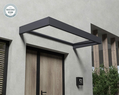Patio Cover Sophia Door Awning Canopy 2150 Clear - Acrylic - L215 x W95 x H17 - Grey