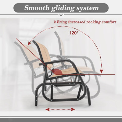 Patio Cozy Bench Steel Rocking Swing Glider Chair Garden Loveseat 2-Seater Beige