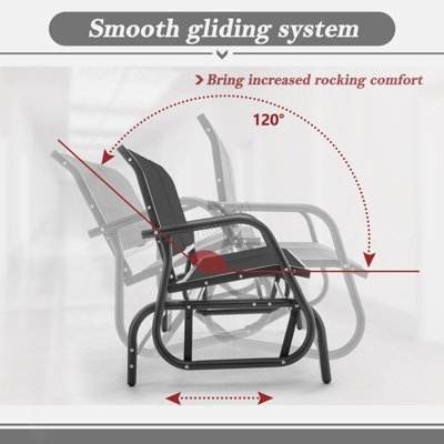 Patio Cozy Bench Steel Rocking Swing Glider Chair Garden Loveseat 2-Seater Grey