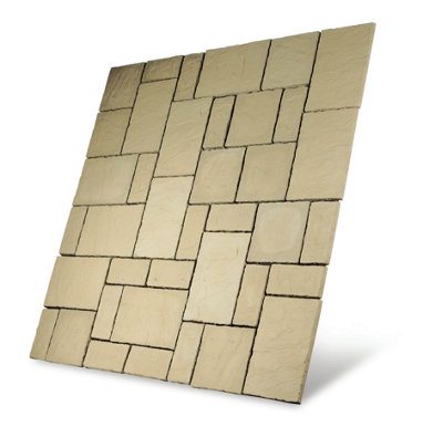 Patio Paving Slabs 'The Gawsworth' Weathered York 450 x 450 x 38mm - Pack of 50