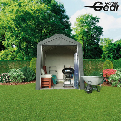 Patio Portable Shed/Garage for Storage, Heavy Duty Galvanised Steel Frame, Waterproof Polyethylene Cover with Apex Roof (8 x 12ft)