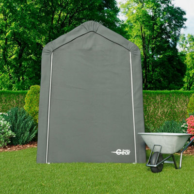 Patio Portable Shed/Garage for Storage, Heavy Duty Galvanised Steel Frame, Waterproof Polyethylene Cover with Apex Roof (8 x 12ft)