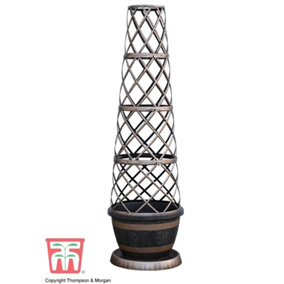 Patio Pot and Growing Frame - Tower Pot Wooden Barrel Effect x 1