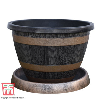 Patio Pot and Growing Frame - Tower Pot Wooden Barrel Effect x 2