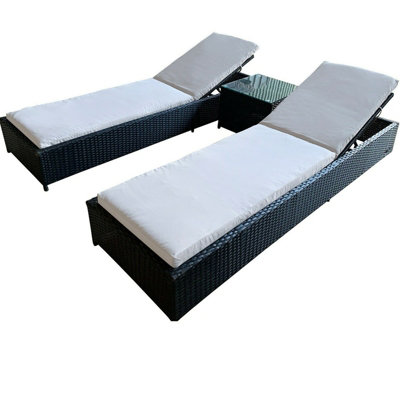 Black rattan deals sun lounger set