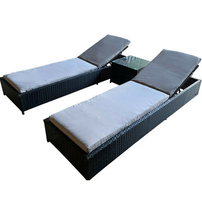 Black rattan discount sun lounger set