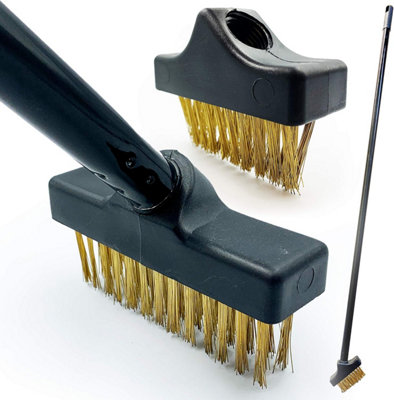 Patio Weed Remover Long Handled Brush Set with Angled Paving Wire Broom
