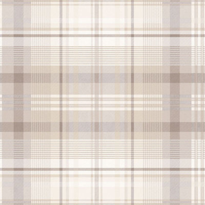 Patterdale Taupe Tartan Check Wallpaper Holden 90830