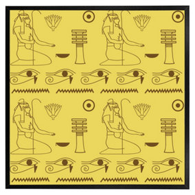 Pattern of egyptian hieroglyphics (Picutre Frame) / 16x16" / Black