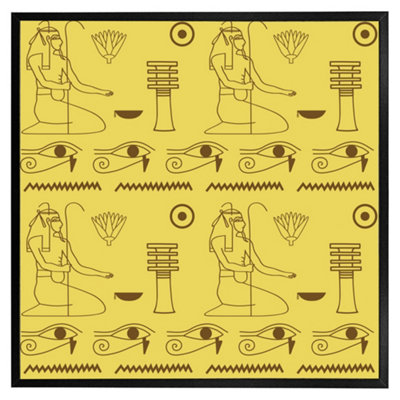 Pattern of egyptian hieroglyphics (Picutre Frame) / 16x16" / Brown