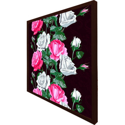 Pattern of pink and white flowers (Picutre Frame) / 16x16" / White