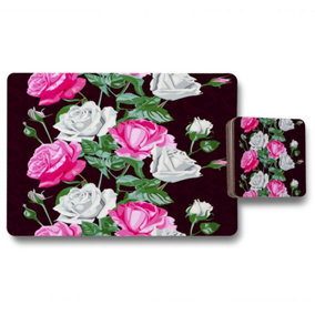 Pattern of Pink and White Flowers (Placemat & Coaster Set) / Default Title