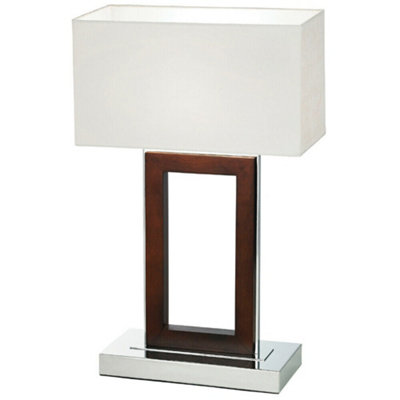 Pattern Table Lamp Light Chrome & Dark Wood Modern Square Base ...