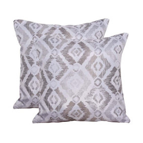 Patterned Scatter Outdoor Cushion - Pack of 2 - Polyster - H10 x W45 x L45 cm - Grey