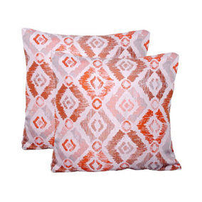 Patterned Scatter Outdoor Cushion - Pack of 2 - Polyster - H10 x W45 x L45 cm - Orange