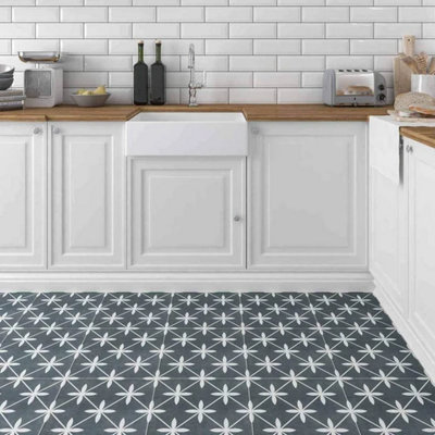 Patterned Wickford Grey 330mm x 330mm Porcelain Wall & Floor Tiles (Pack of 13 w/ Coverage of 1.42m2)