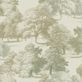 Paul Moneypenny  Belvoir Forest Green Toile Wallpaper for Grandeco