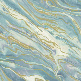 Paul Moneypenny Blue Gold Italian Marble  Wallpaper for Grandeco