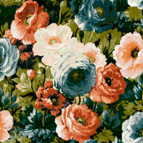 Paul Moneypenny Eden Red Rose Floral Smooth Wallpaper for Grandeco