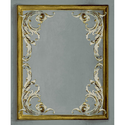 Paul Moneypenny Grey Rococo Plaster Panel Wallpaper for Grandeco