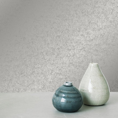 Paul Moneypenny Metallic Silver Tissu Textured Semi- Plain Wallpaper for Grandeco