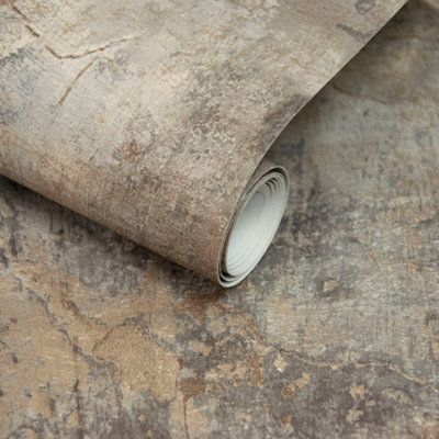 Paul Moneypenny Neutral Castello Plaster Patina Wallpaper for Grandeco