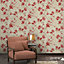 Paul Moneypenny Red Anethe Blossom Trail Textured Neutral Wallpaper for Grandeco