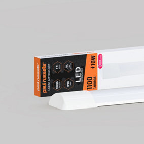 paul russells 1ft LED Batten Tube Lights, 10W 1100 Lumens, IP20, 4000K Cool White, Ultra Slim, Pack of 1