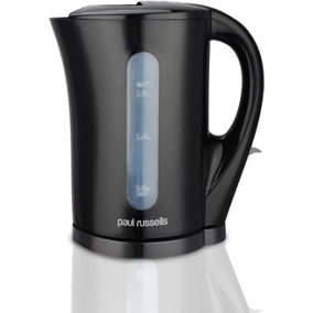 paul russells Electric Plastic Kettle, 2200W 1.7L, Hot water dispenser, Black Boil-Dry Protection, Auto Shut off Stirx Control