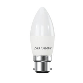 paul russells LED Candle Dimmable Bulb Bayonet Cap BC B22, 5.5W 470Lumens C37, 40w Equivalent, 2700K Warm White Light Bulbs