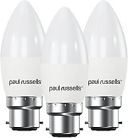 paul russells LED Candle Dimmable Bulb Bayonet Cap BC B22, 5.5W 470Lumens C37, 40w Equivalent, 4000K Cool/Natural White, Pack of 3