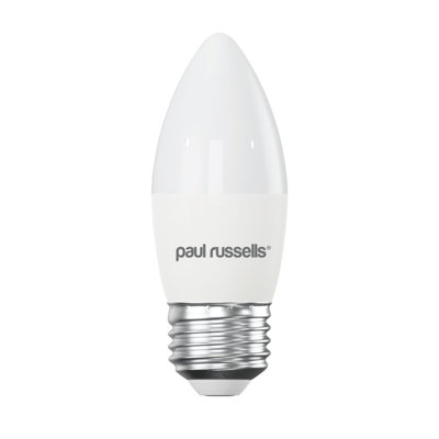 paul russells LED Candle Dimmable Bulb Edison Screw ES E27, 5.5W 470Lumens C37, 40w Equivalent, 6500K Day Light