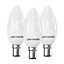 paul russells LED Candle Dimmable Bulb Small Bayonet Cap SBC B15d, 5.5W 470Lumens C37 40w Equivalent, 2700K Warm White, Pack of 3