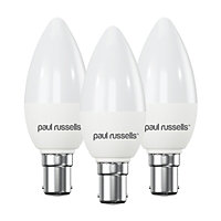 paul russells LED Candle Dimmable Bulb Small Bayonet Cap SBC B15d, 5.5W 470Lumens C37 40w Equivalent, 4000K Cool White, Pack of 3