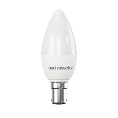 paul russells LED Candle Dimmable Bulb Small Bayonet Cap SBC B15d, 5.5W 470Lumens C37 40w Equivalent, 6500K Day Light Bulb