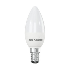 paul russells LED Candle Dimmable Bulb Small Edison Screw SES E14, 5.5W 470Lumens C37 40w Equivalent, 2700K Warm White Bulb