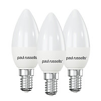 paul russells LED Candle Dimmable Bulb Small Edison Screw SES E14, 5.5W 470Lumens C37 40w Equivalent, 4000K Cool White, Pack of 3