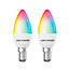 paul russells LED Candle Smart Bulbs, 4.8W, Dimmable, 40W Equivalent, WiFi, RGB+2700K-6500K SES E14 Small Edison Screw, Pack of 2