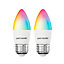 paul russells LED Candle Smart Light Bulb, 4.8W, Dimmable, 40W Equivalent, WiFi, RGB+2700K-6500K ES E27 Edison Screw, Pack of 2