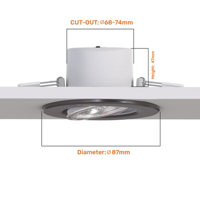 paul russells LED Downlight Brush Nickel Dimmable Tilt Recessed Ceiling ...