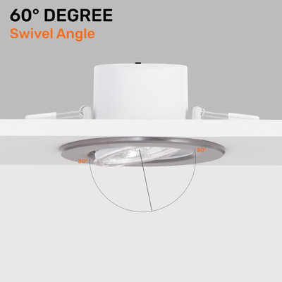 paul russells LED Downlight Brush Nickel Dimmable Tilt Recessed Ceiling ...