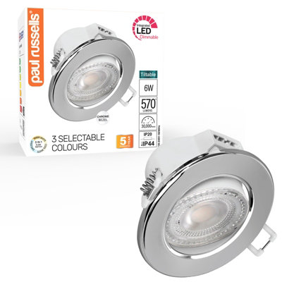 Daylight Bulbs Paul Russells LED Downlight White Dimmable Tilt Recessed ...
