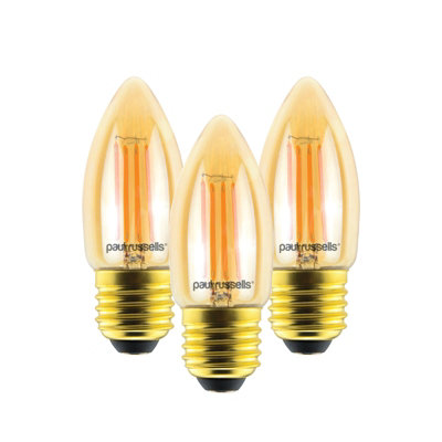 Paul Russells Led Filament Dimmable Candle Bulbes E27 45w 423 Lumens 40w Equivalent 2200k 6282