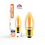 paul russells LED Filament Dimmable Candle Bulb,ES E27, 4.5W 423 Lumens, 40w Equivalent, 2200K Extra Warm White Amber