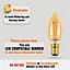 paul russells LED Filament Dimmable Candle Bulb,SBC B15, 4.5W 423 Lumens, 40w Equivalent, 2200K Extra Warm White Amber