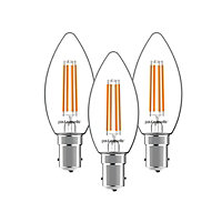 paul russells LED Filament Dimmable Candle Bulb, SBC B15, 4.5W 470 Lumens, 40w Equivalent, 2700K Warm White, Pack of 3
